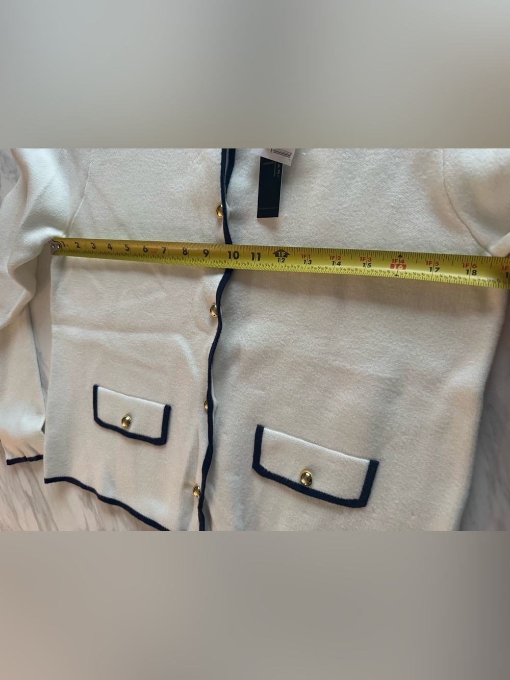 T Tahari Women's Cardigan Contrast Trim Button-Front Cardigan - Picture 11 of 14